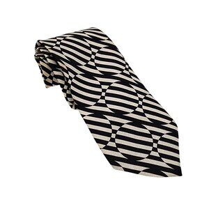 Gianni Versace 100% Silk Tie Black and White Optical